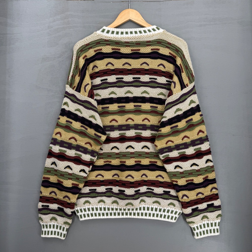 Vintage Protege Sweater Coogi Style MultiColor 3D Knit Geometric Pullover XL - Picture 2 of 7